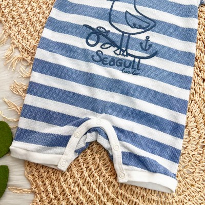 Macacão Curto Captain Seagull - Azul Jeans e Off White